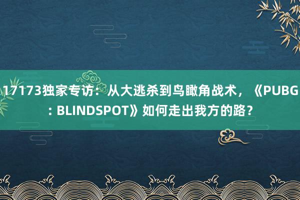 17173独家专访:从大逃杀到鸟瞰角战术,《PUBG: BLINDSPOT》如何走出我方的路?